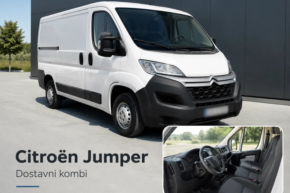 Bijeli teretni kombi s velikim prtljažnim prostorom pripremljen za prijevoz robe