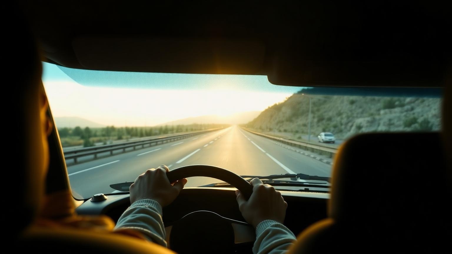 Vozač na autocesti prema odredištu